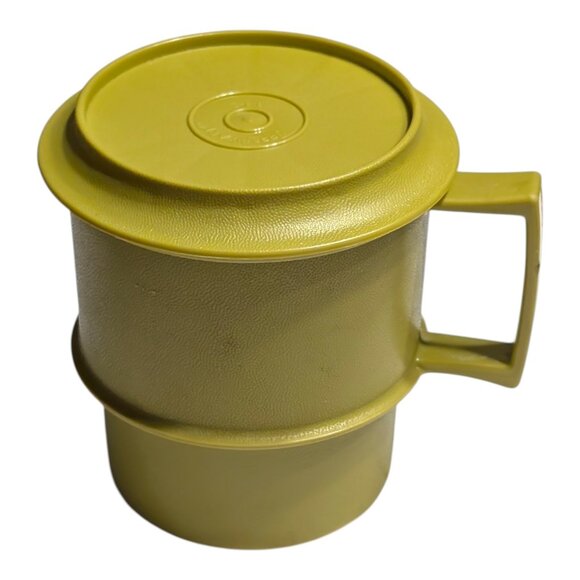 VTG Tupperware Green Coffee Mug Cup With Lid Travel Kitchenware USA - Picture 6 of 7